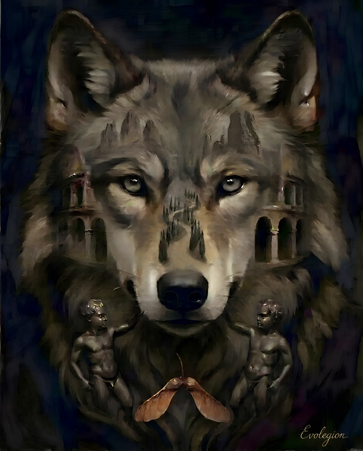 Œuvre visuelle de loup EvoLegion